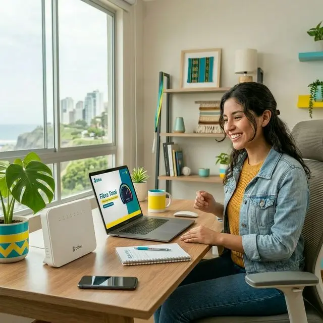 Mujer con Fibra Óptica Bitel